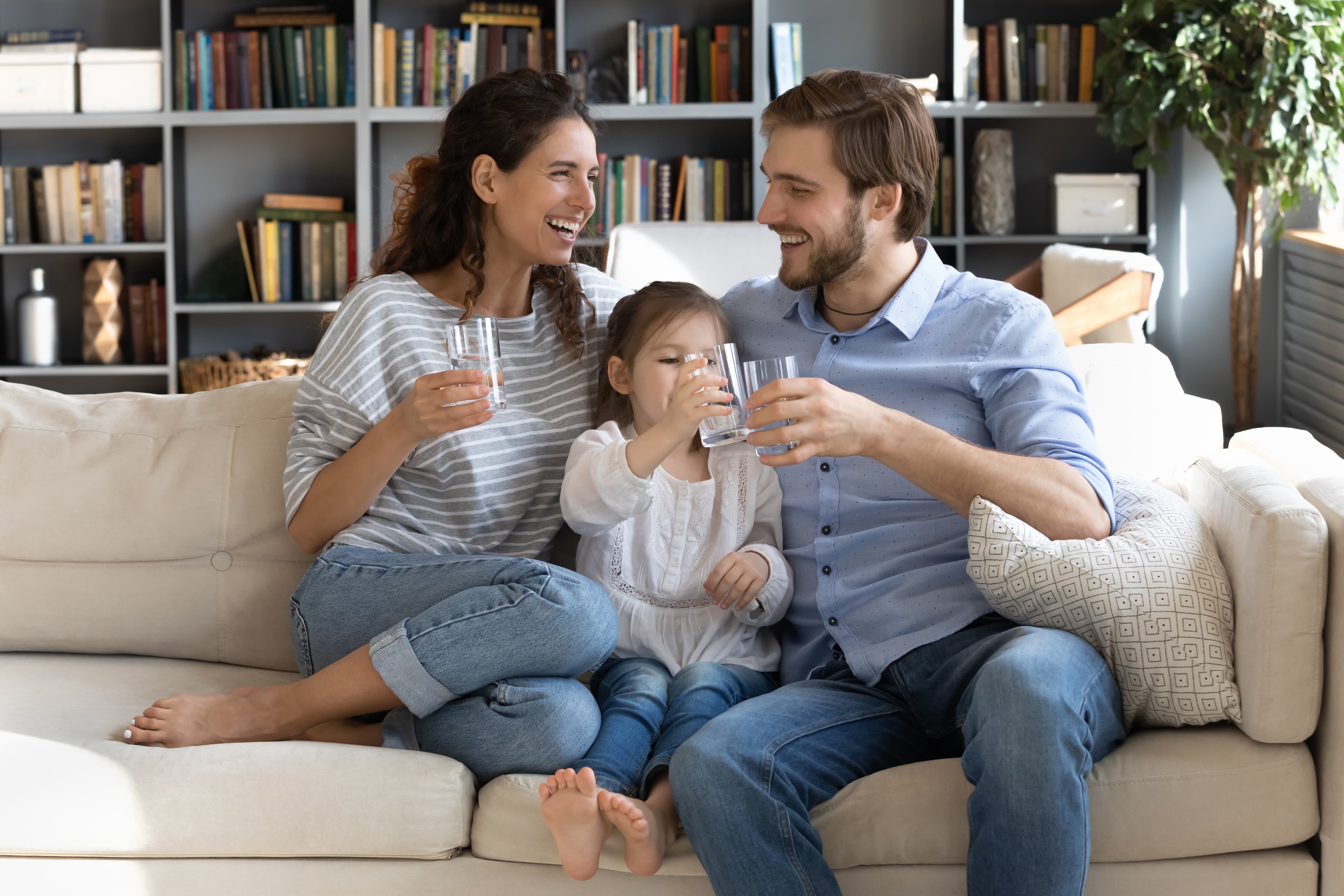 A family with clean filtered water